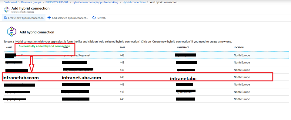 Add new hybrid connection